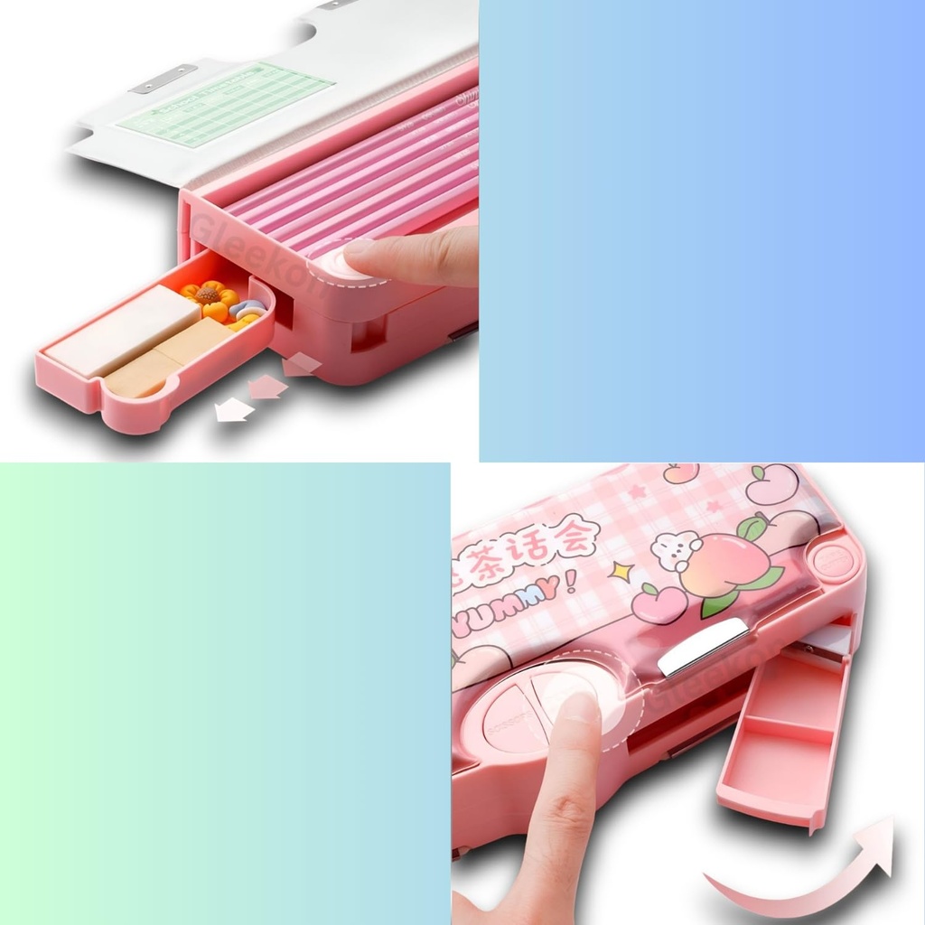 LH-229 Magnet Pencil Box 4 Button with Scissors & Cellotape | SHRI